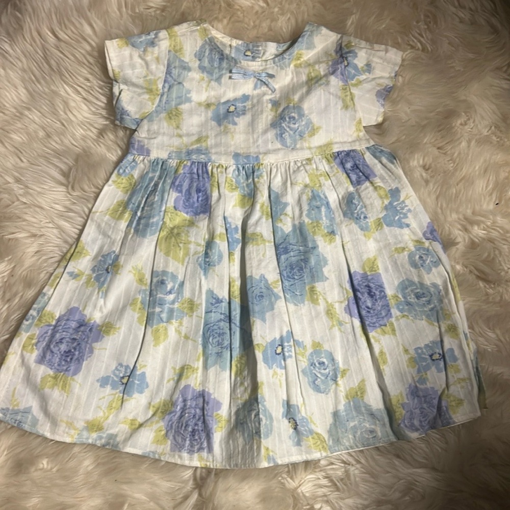 BABY LULU Floral Dress with Blue and Green Accents